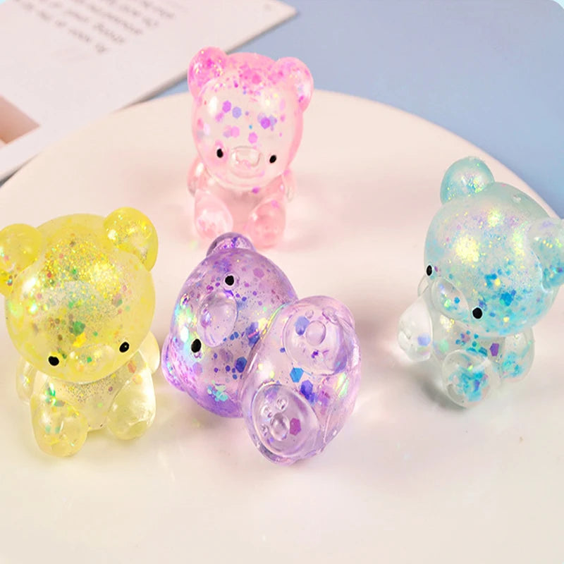 Glitter Gummy Bear NeeDoh Squishy Toy