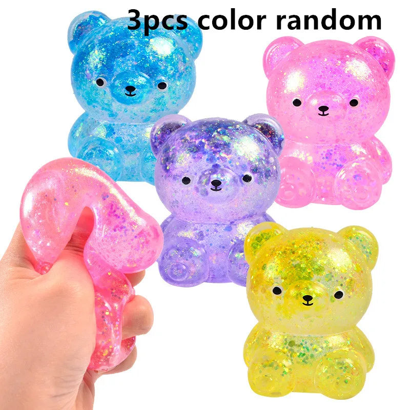 Glitter Gummy Bear NeeDoh Squishy Toy