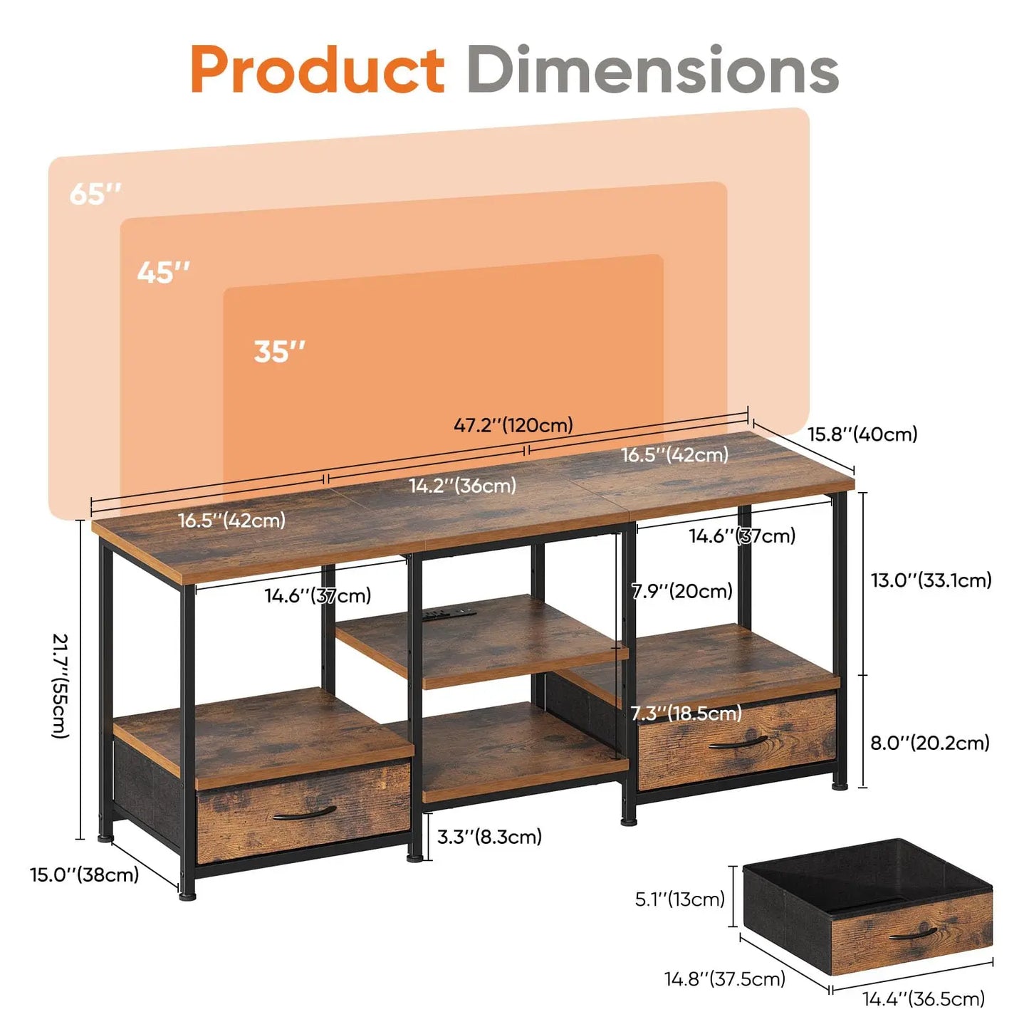 63-Inch Wooden TV Stand for TVs Up to 75 Inches