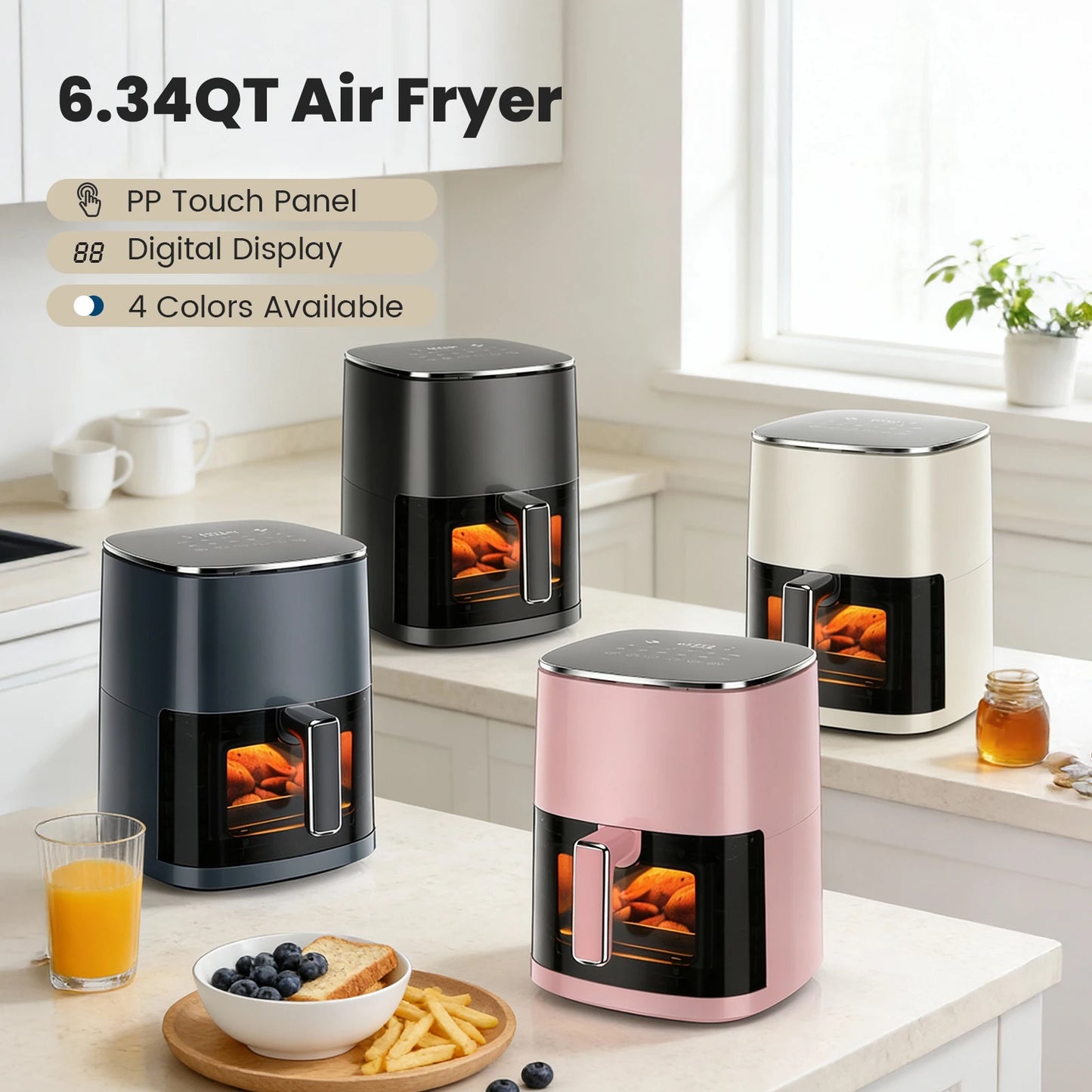6 Quart Electric Air Fryer with Window Square