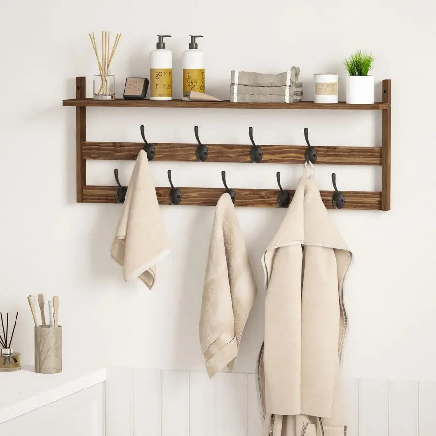 Multi-Task Coat Rack-Wall Mount With Shelf