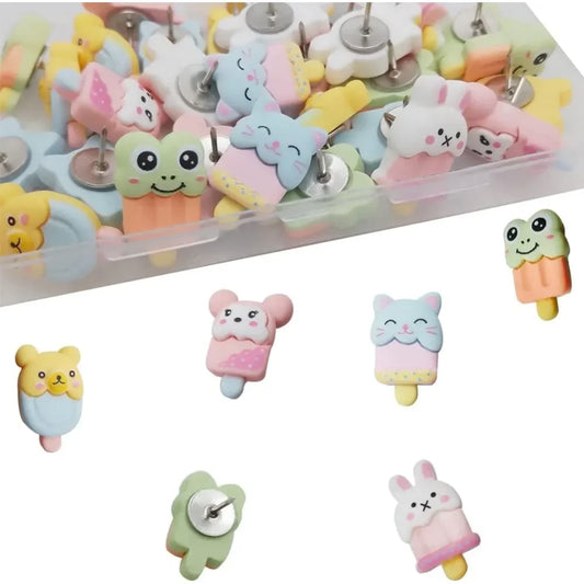 30-Piece Cute Ice Cream Thumbtacks Set
