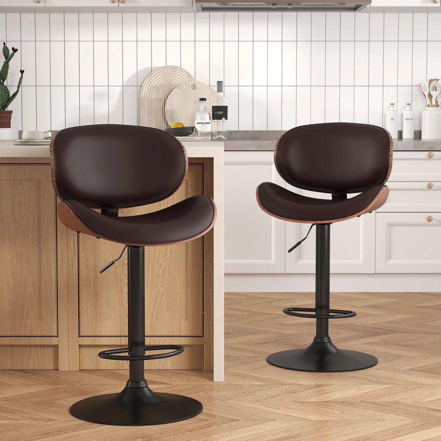 2 Adjustable Swivel Counter Height Bar Stools