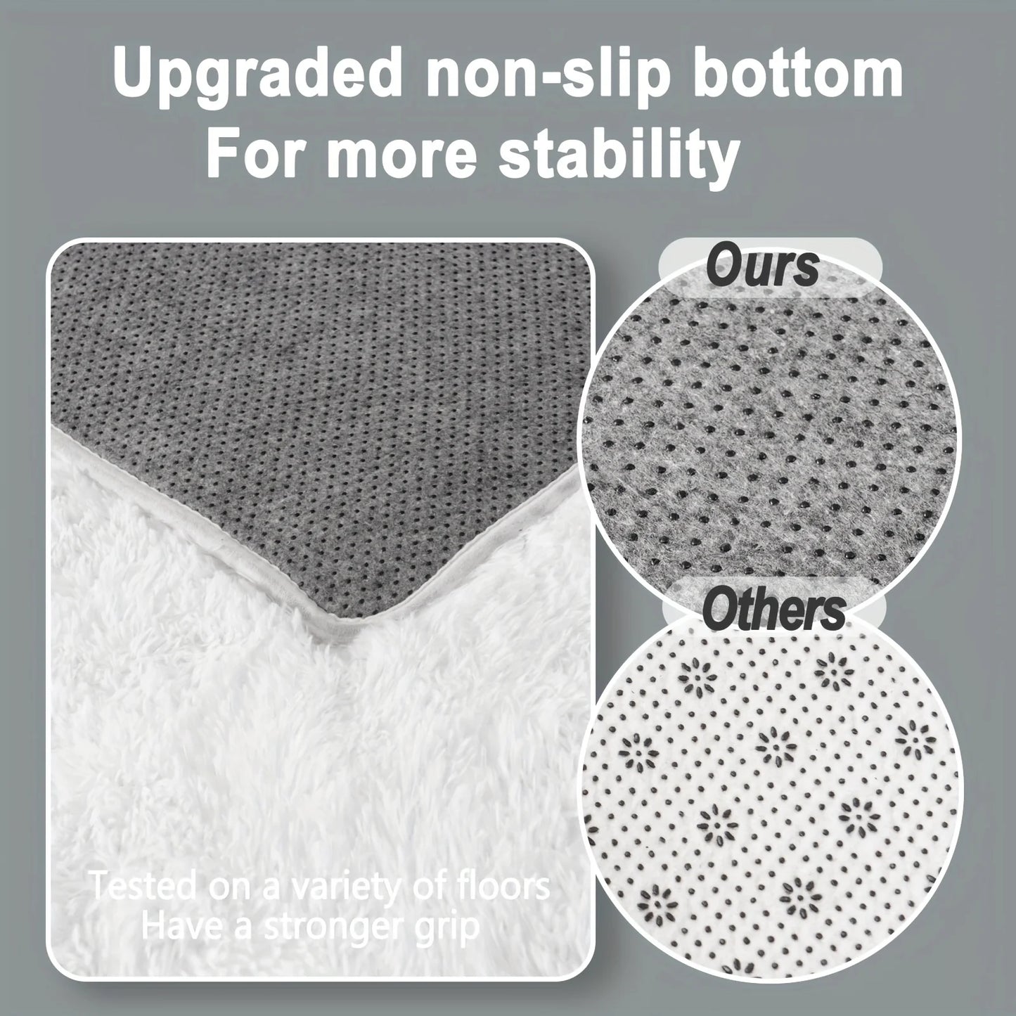 Modern Plush White Fluffy Shaggy Non-Slip Rug