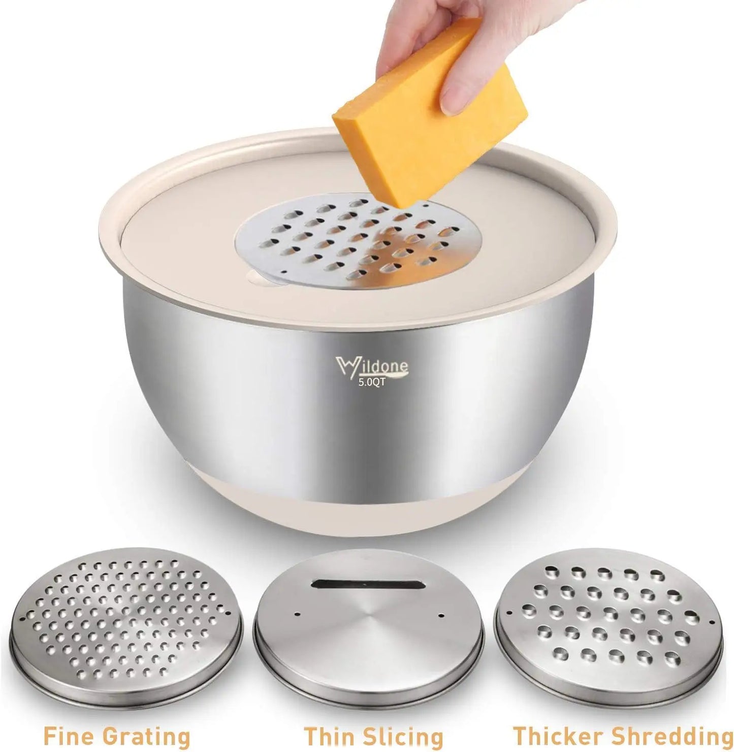 5-Piece Stainless Steel Mixing Bowls With Airtight Lids