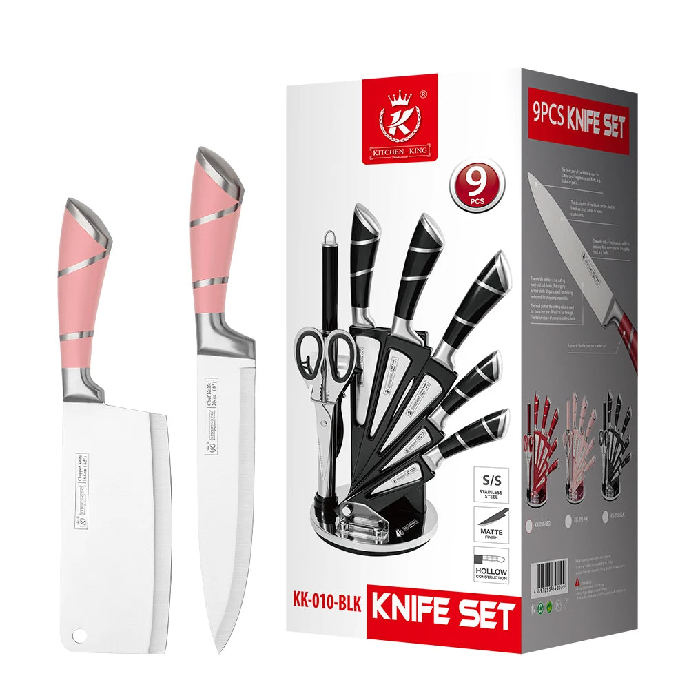 Pink 9PCS Kitchen Knife Set