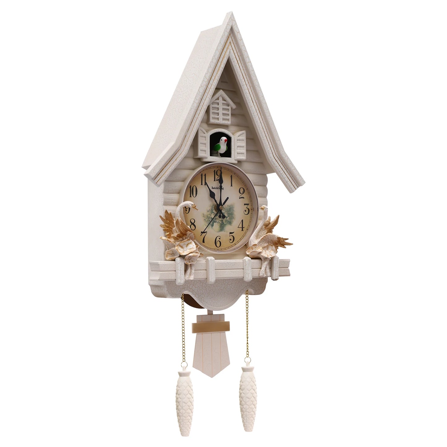 White Cuckoo Wall Clock Antique Style