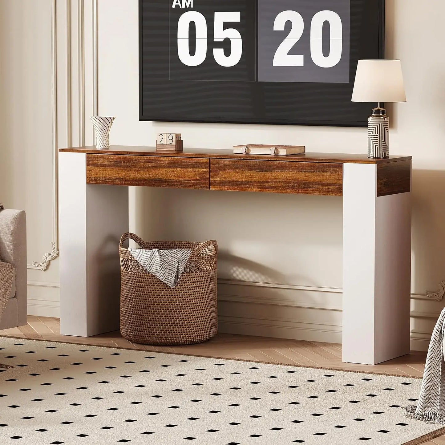 63-Inch Entryway Console Table With 2 Drawers