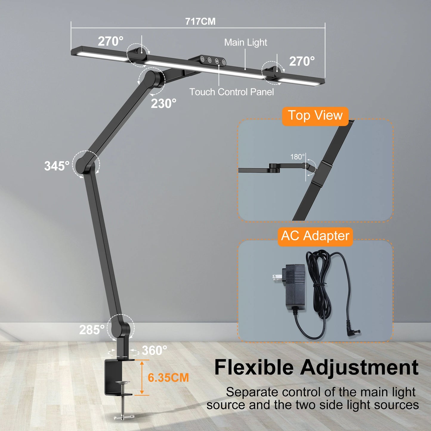 Led Desk Lamp With Clamp, Ultra Bright