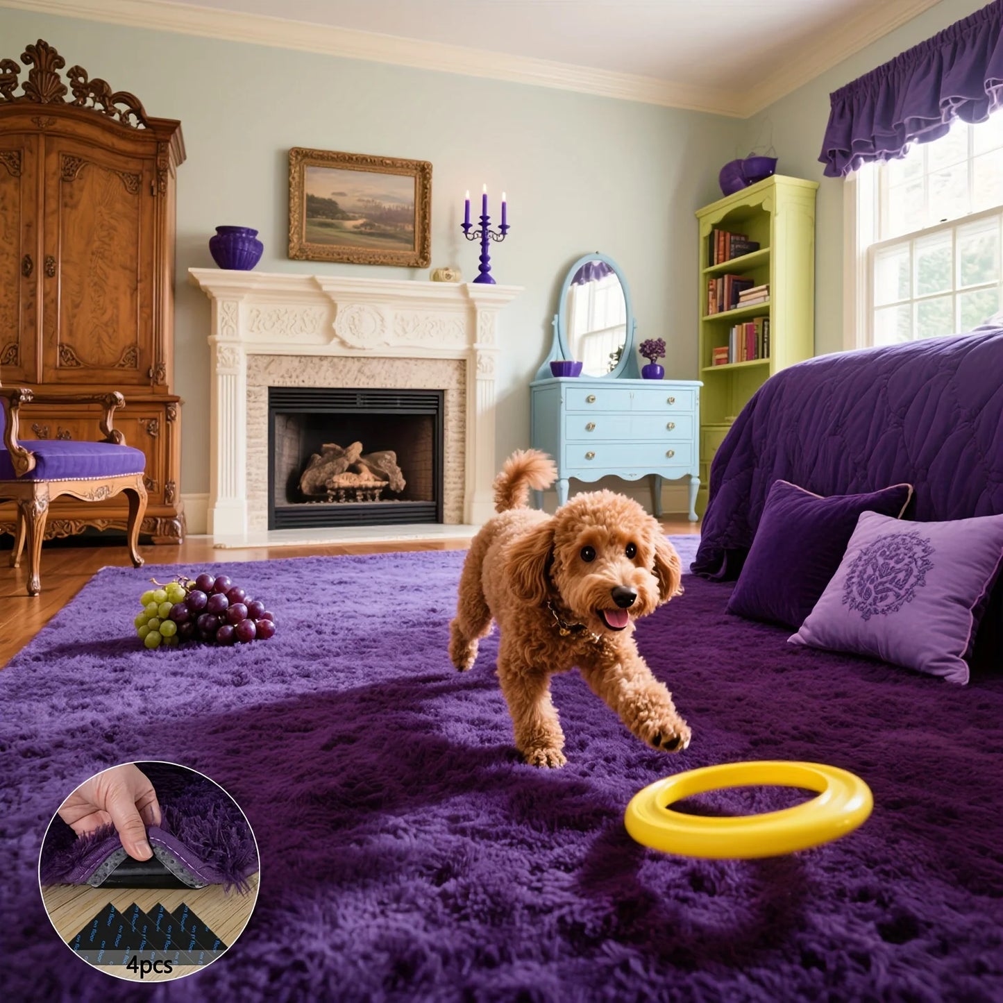 Purple Fluffy Soft Shaggy Non-Slip Rug