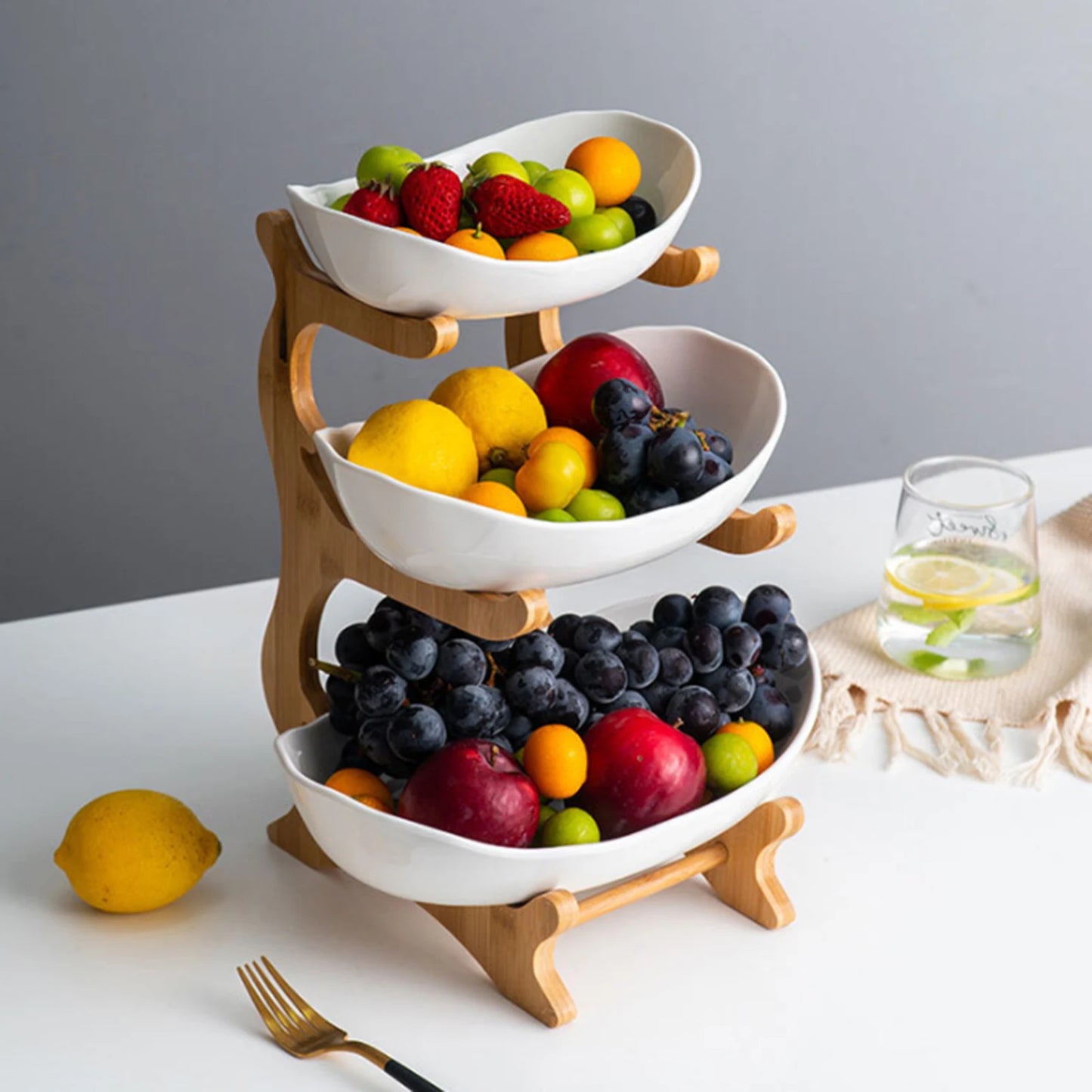 3-Layer Ceramic Fruit Plate Stand