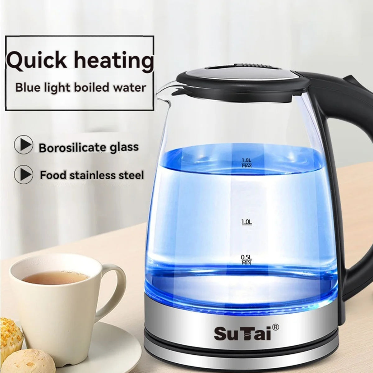 1.8L Electric Glass Water Kettle