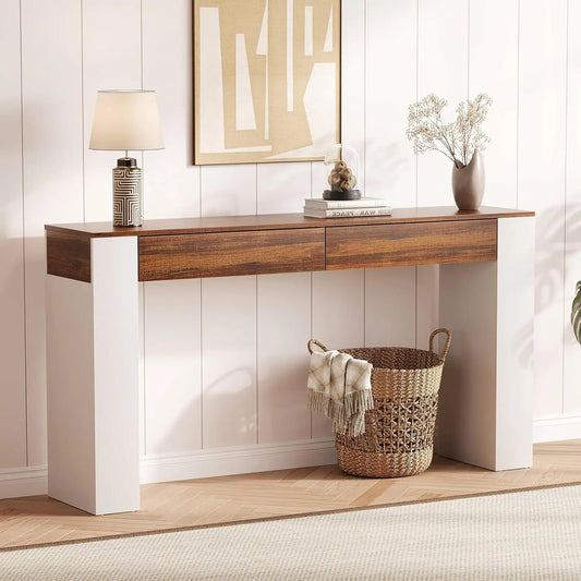 63-Inch Entryway Console Table With 2 Drawers