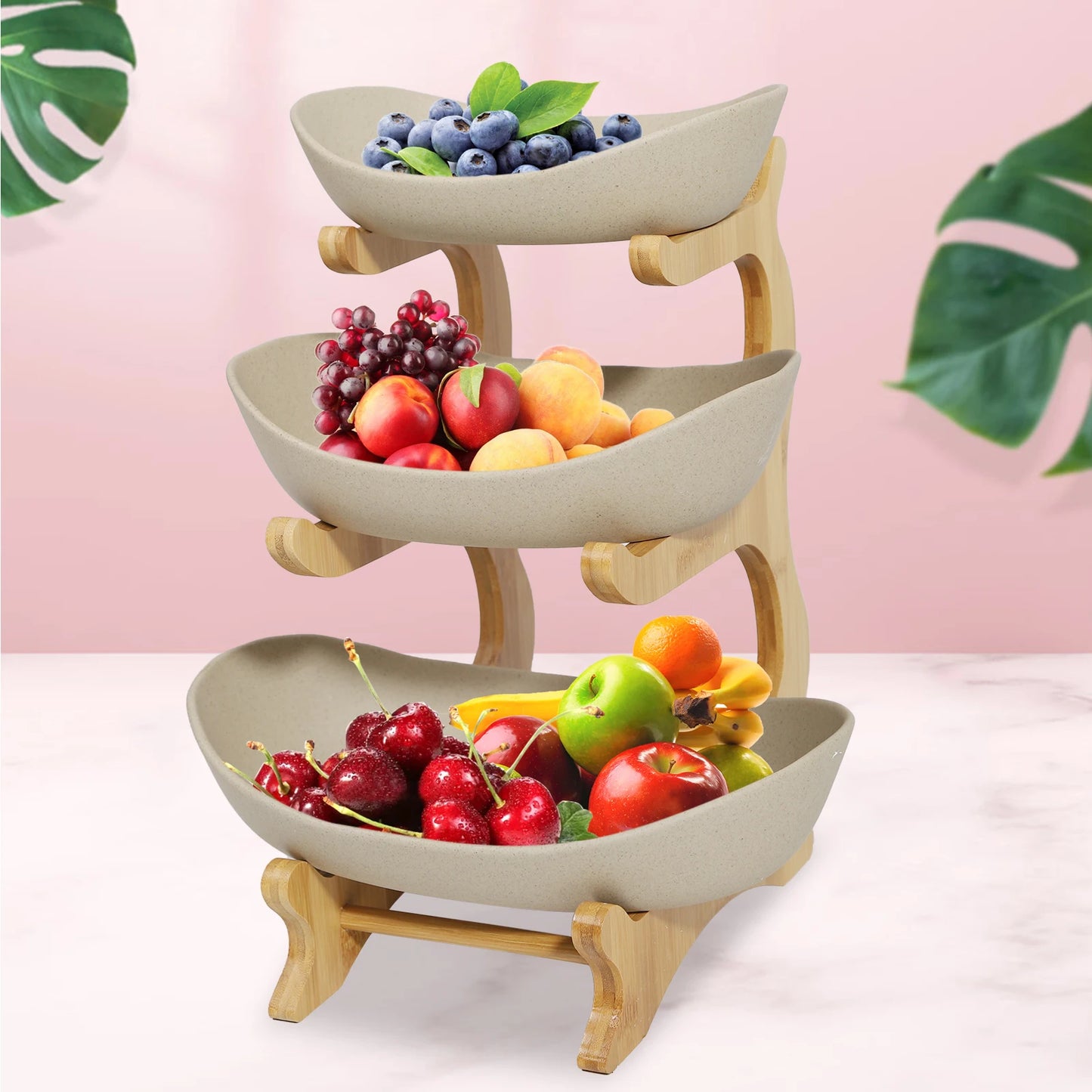 3-Layer Ceramic Fruit Plate Stand