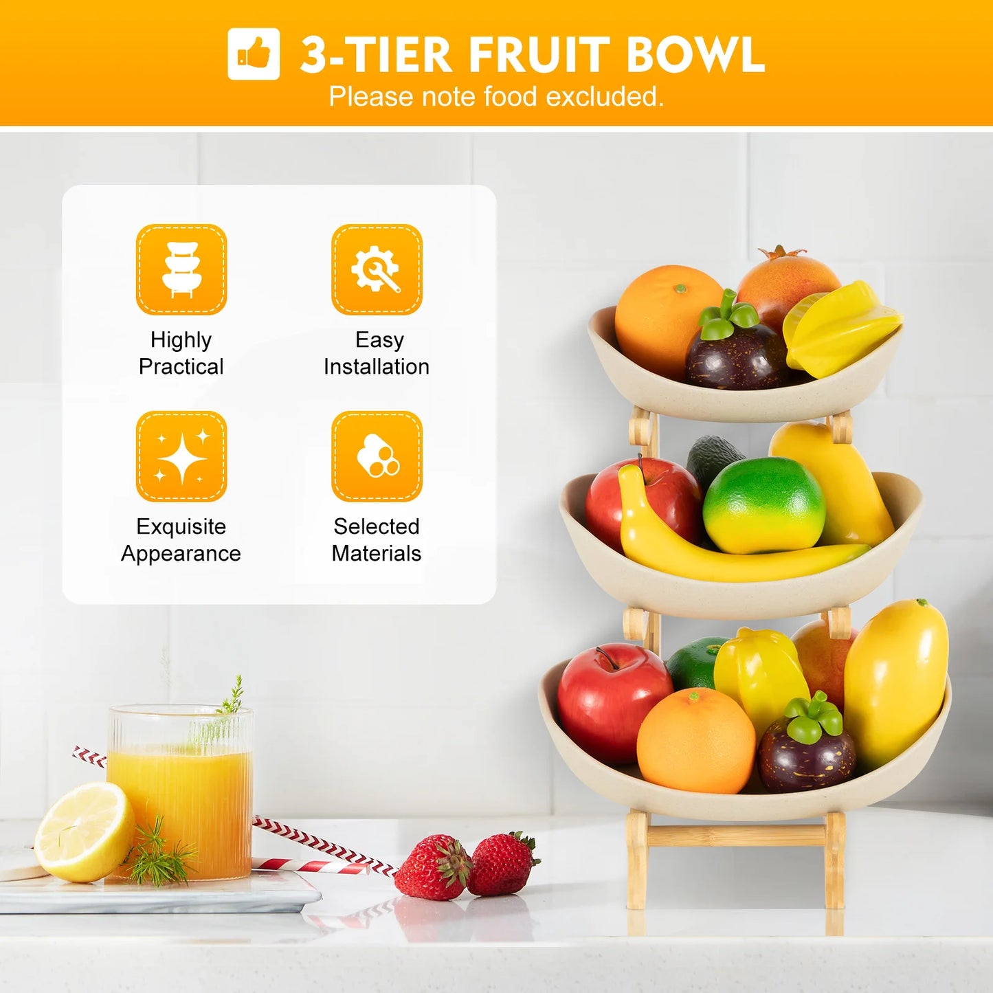 3-Layer Ceramic Fruit Plate Stand