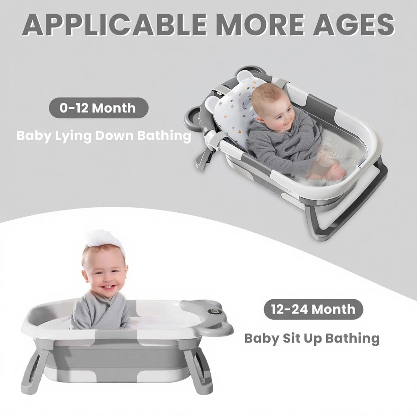 Baby Bathtub With Thermometer &1-Soft Floating Cushion