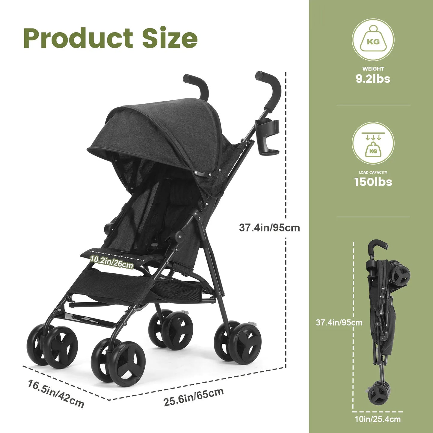 Compact Lightweight Four-wheeled Pocket Stroller