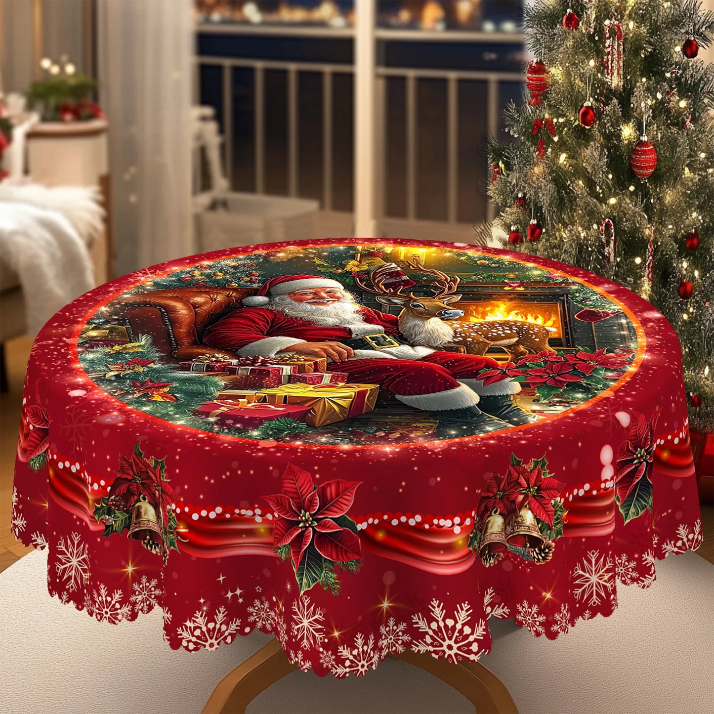 Vintage Christmas Theme Printed Tablecloth