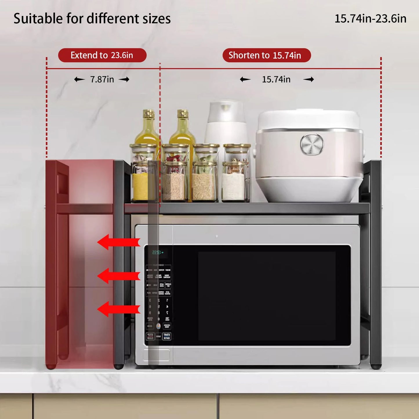 1pc Expandable Microwave Countertop Organizer