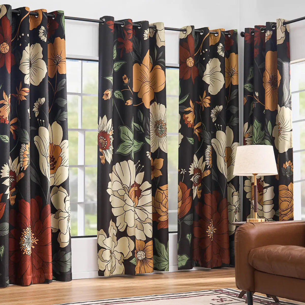 Boho Floral Blackout Curtains For Bedroom