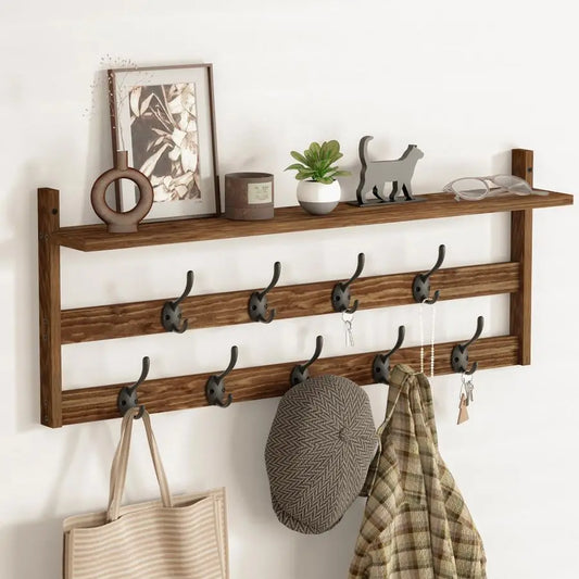 Multi-Task Coat Rack-Wall Mount With Shelf