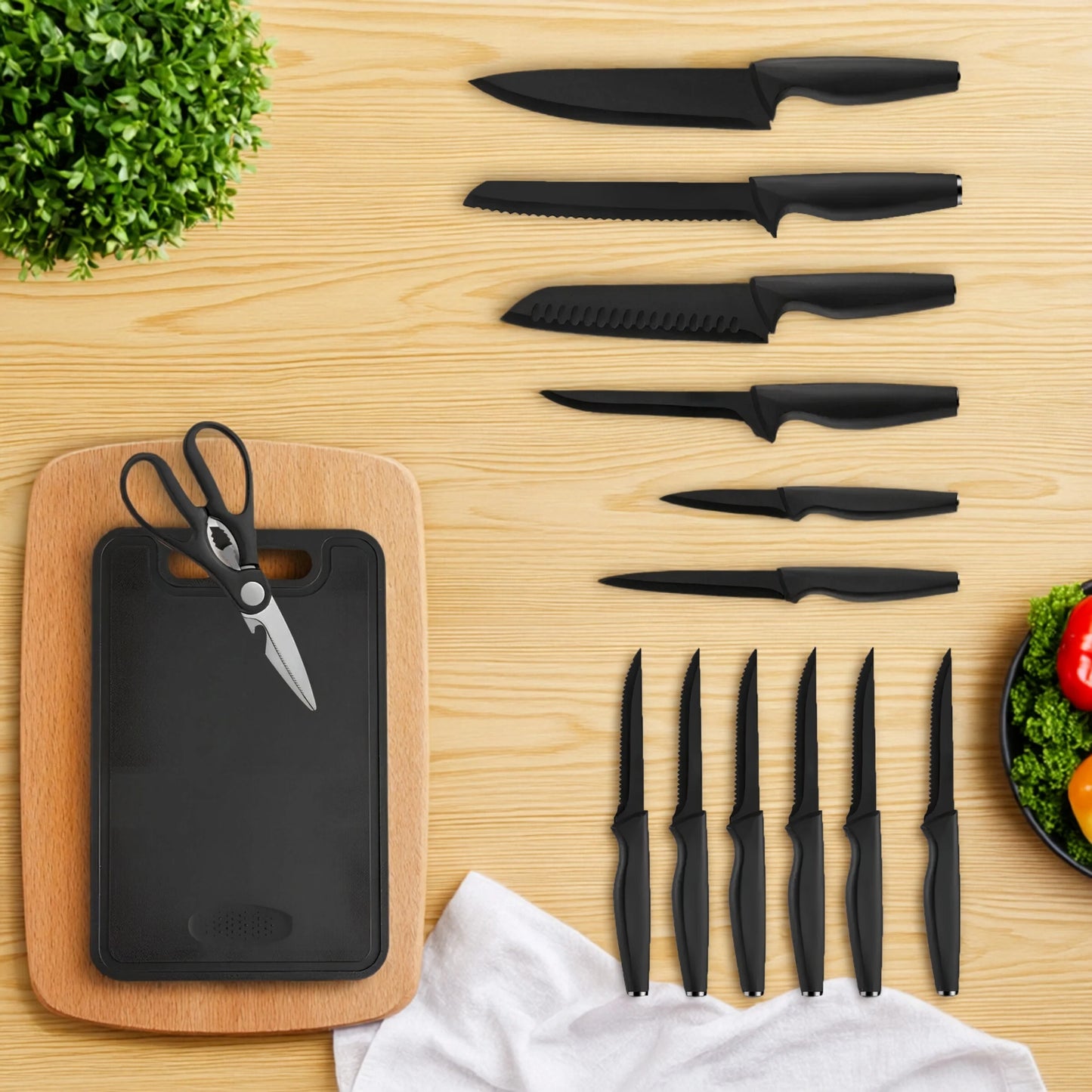 15-Pieces Kitchen Stainless Steel Knife Set