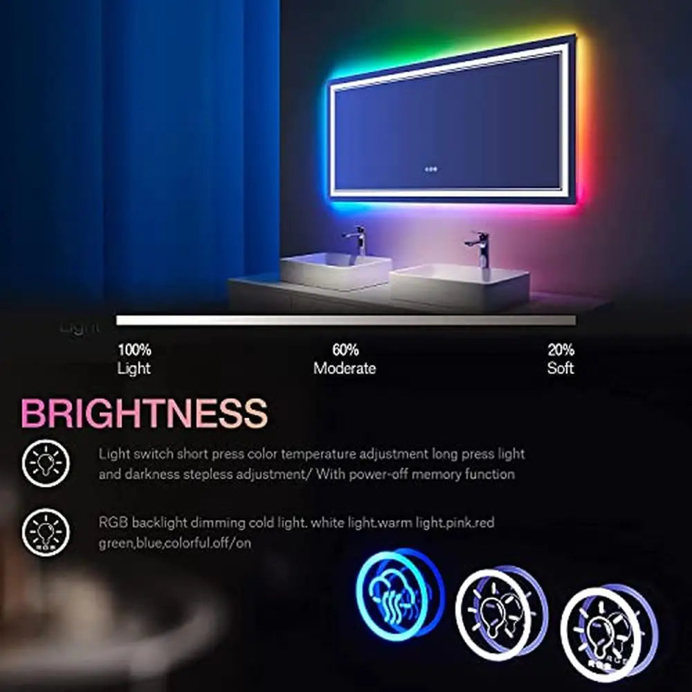Rectangular Mirror With Front Lighting