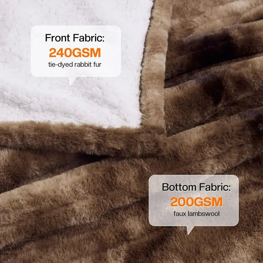 Faux Fur Soft Heated Throw Blanket