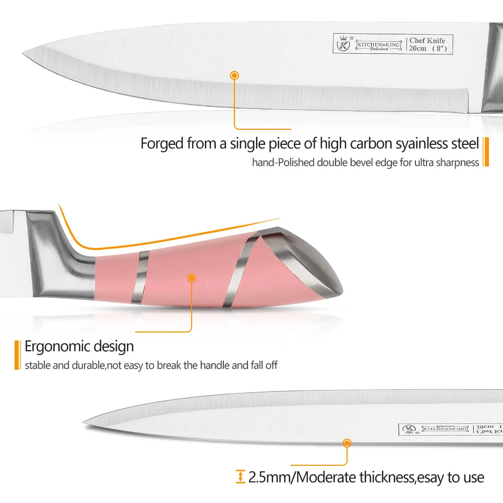 Pink 9PCS Kitchen Knife Set