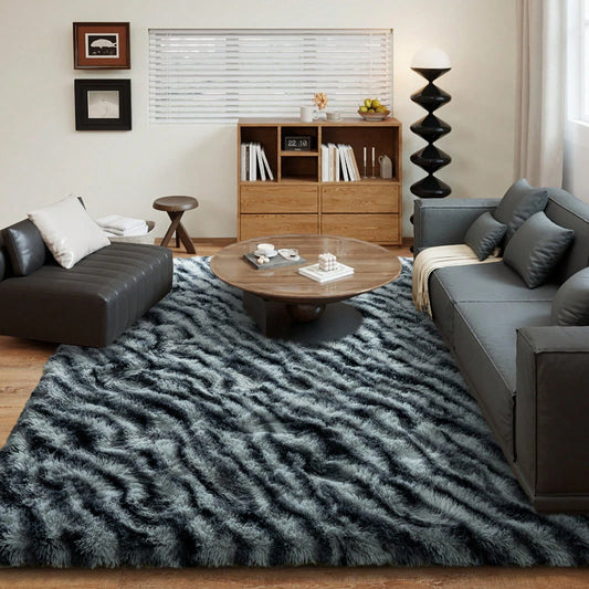 Fluffy Long Shag Zebra Print Area Rug