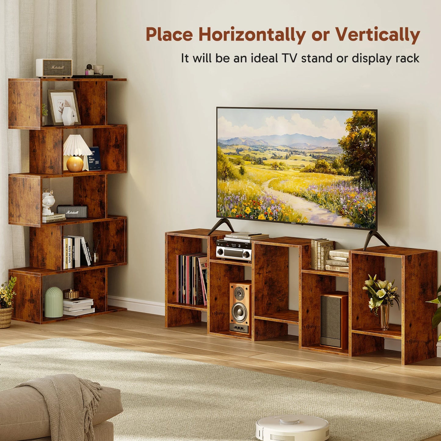 62IN Geometric Bookcase 5 Tier