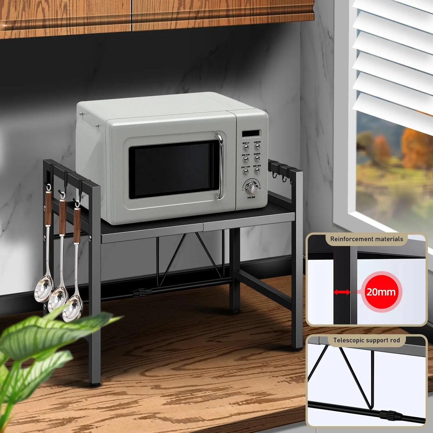 1pc Expandable Microwave Countertop Organizer