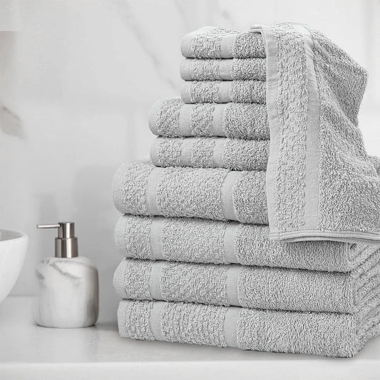 Popcorn Texture 10-Piece Towel Set~ Soft Absorbent