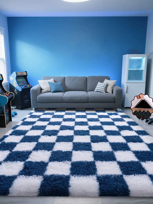 Fluffy And Soft Long-Haired Carpet (Blue)