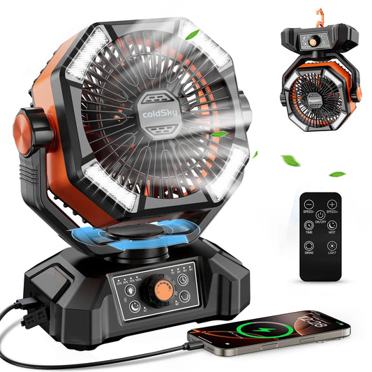 Portable ColdSky Fan With 4 LED Lantern Battery