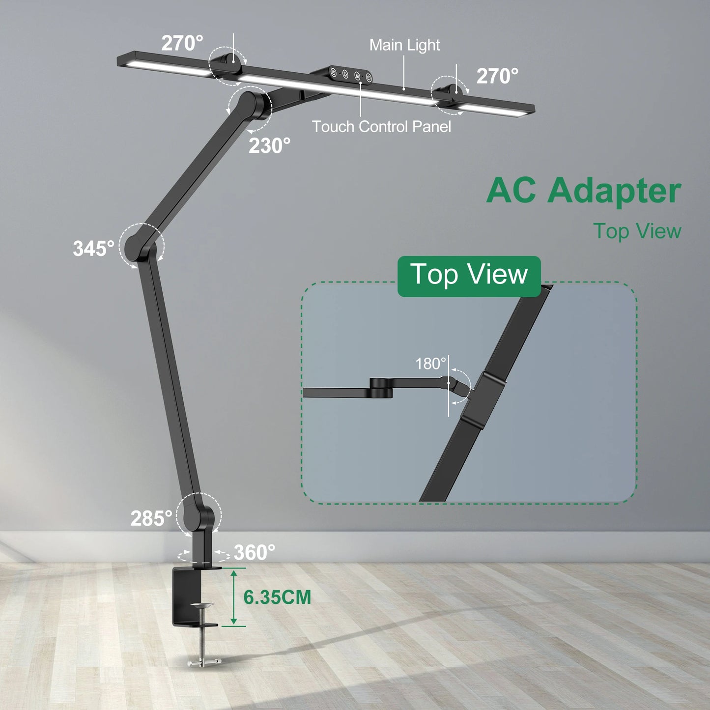 Led Desk Lamp With Clamp, Ultra Bright