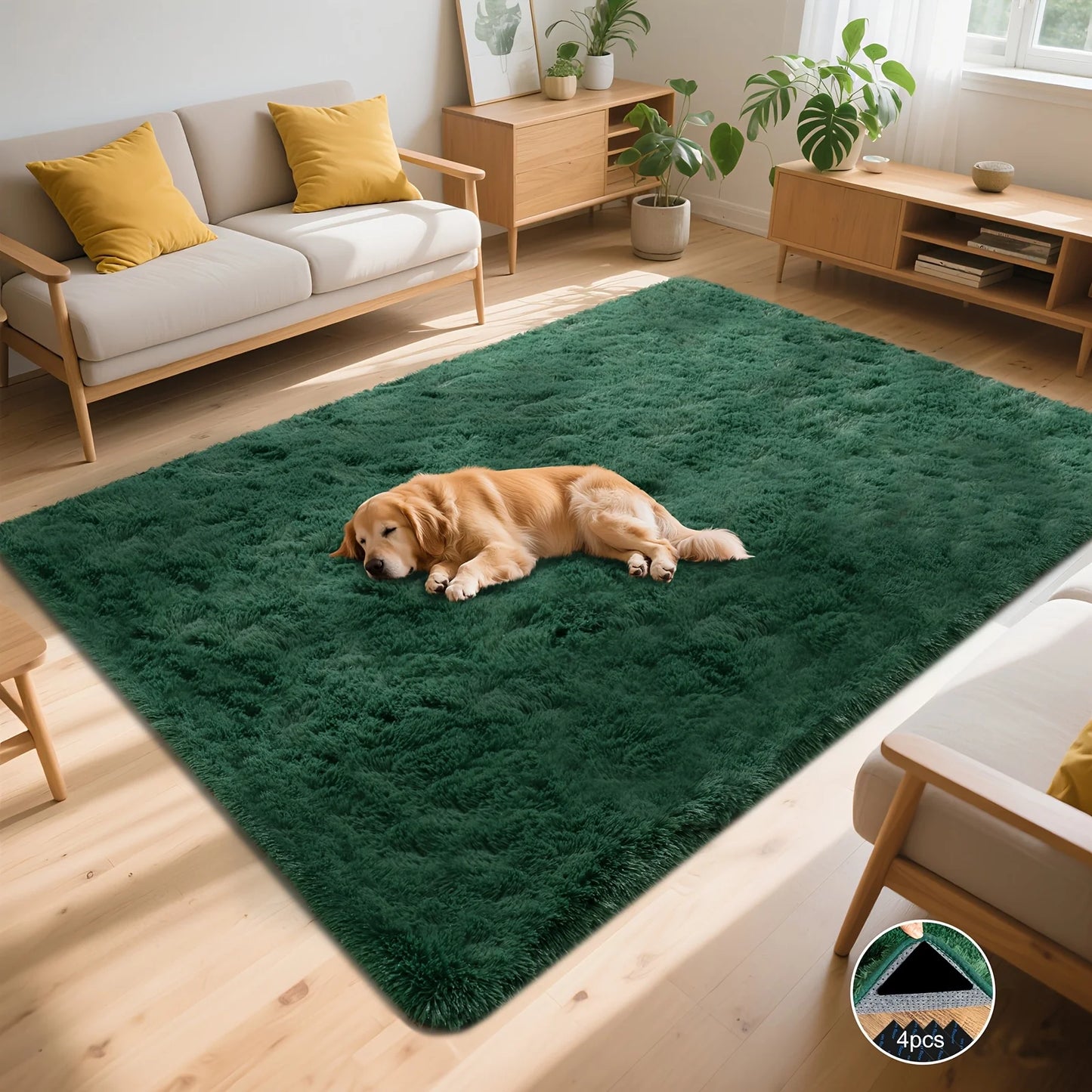 Luxury Plush Dark Green Soft Shaggy Rug