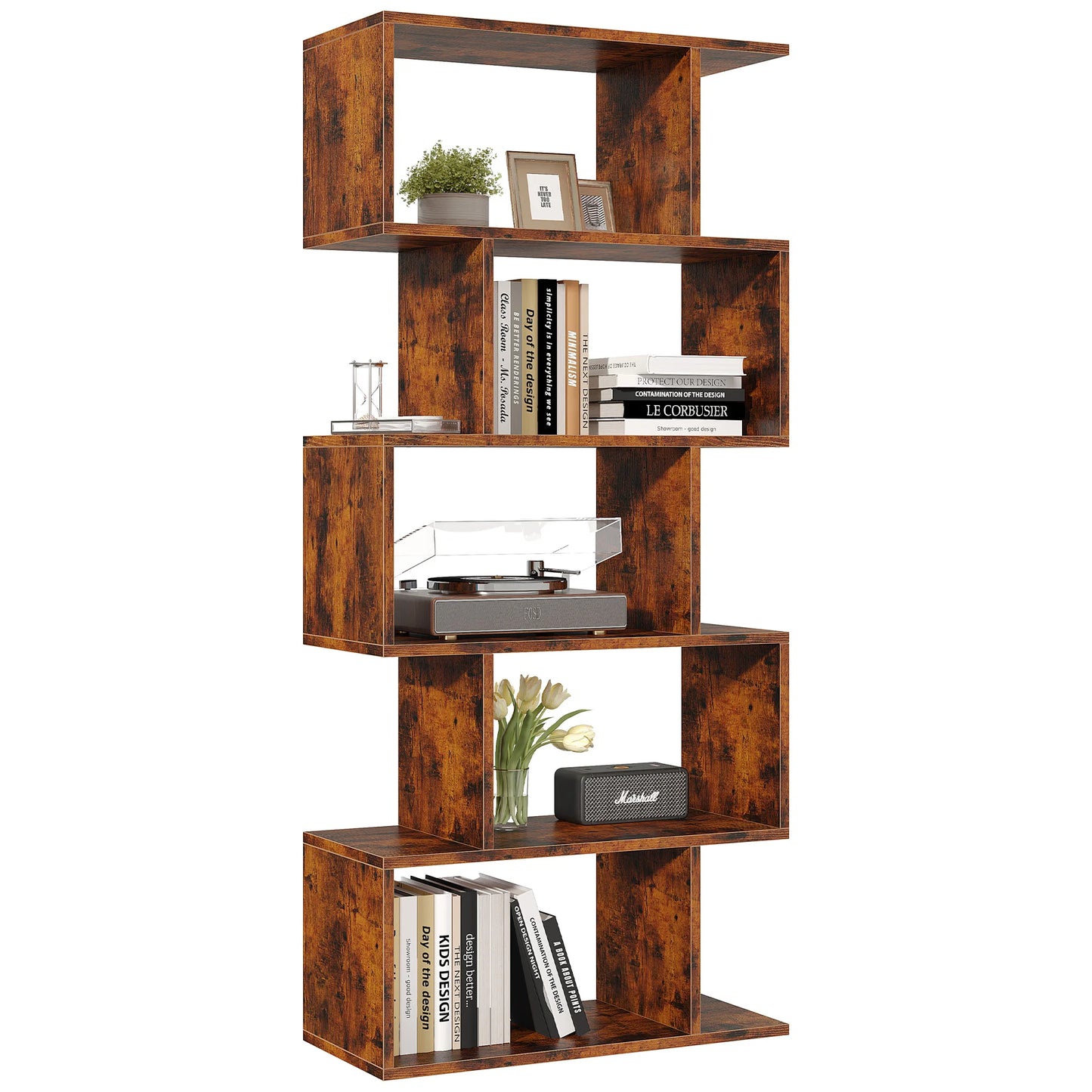 62IN Geometric Bookcase 5 Tier