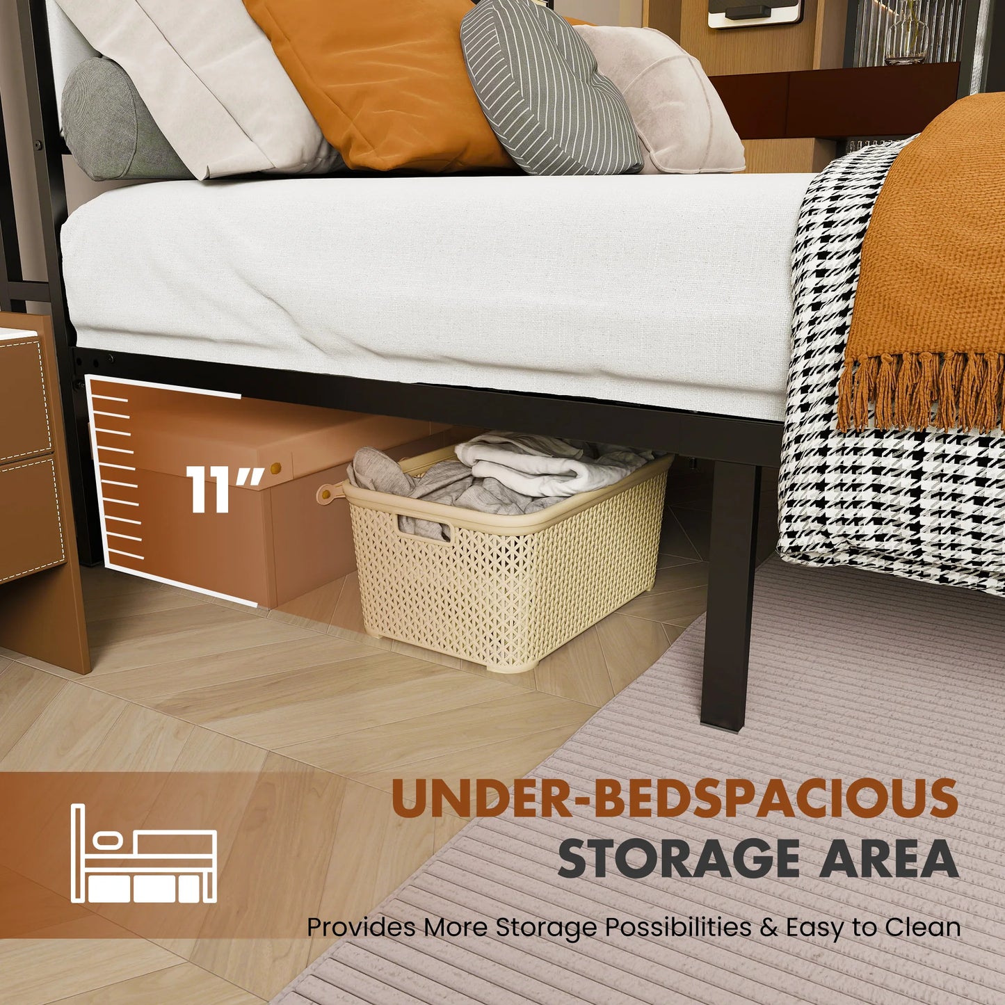 Upholstered Bed Frame with Storage