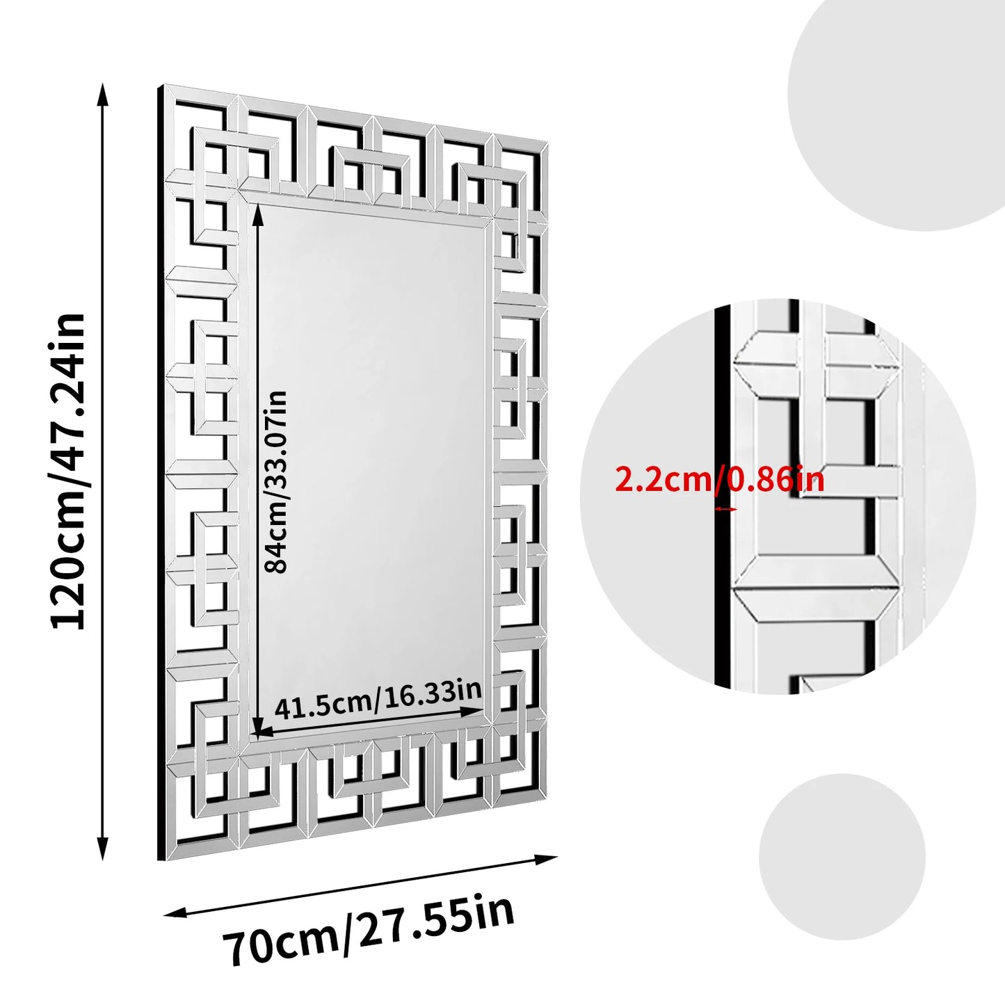Rectangle Silver Venetian Art Mirror