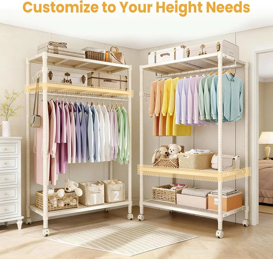 Heavy-Duty 3-Tier Rolling Garment Rack