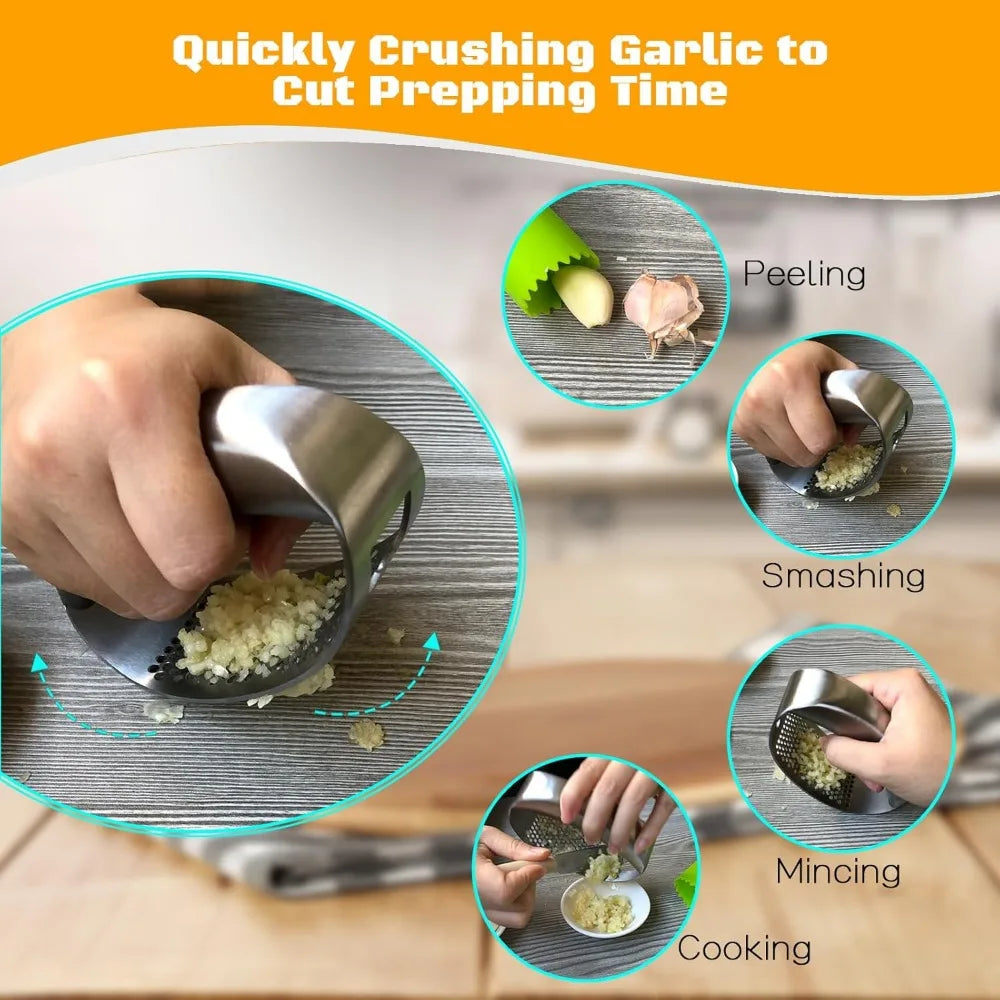 Heavy Duty Stainless Steel Garlic Crusher