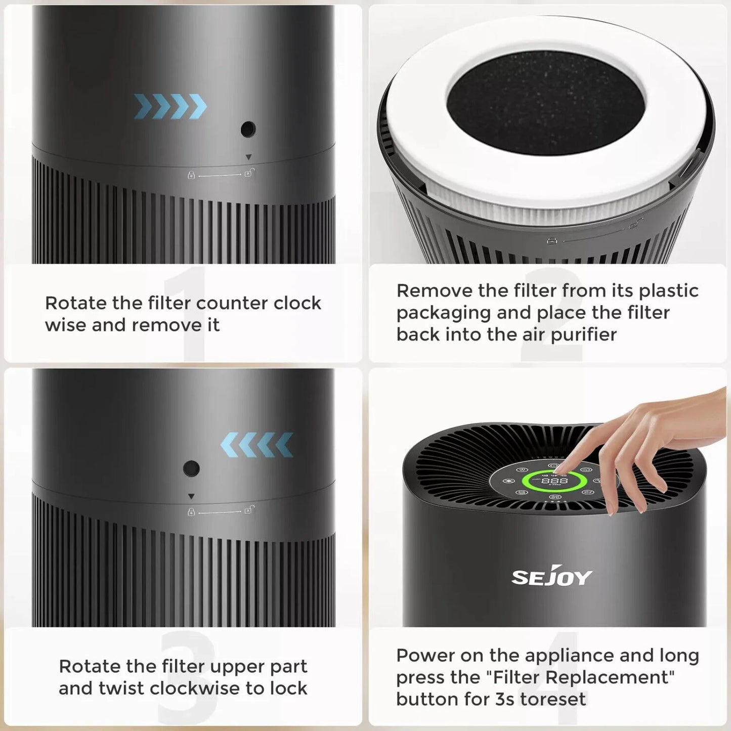 SEJOY HEPA Air Purifier For Home Allergies