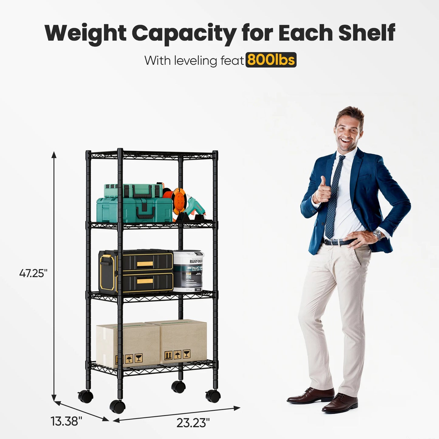 3–5 Tier Heavy-Duty Metal Storage Shelf