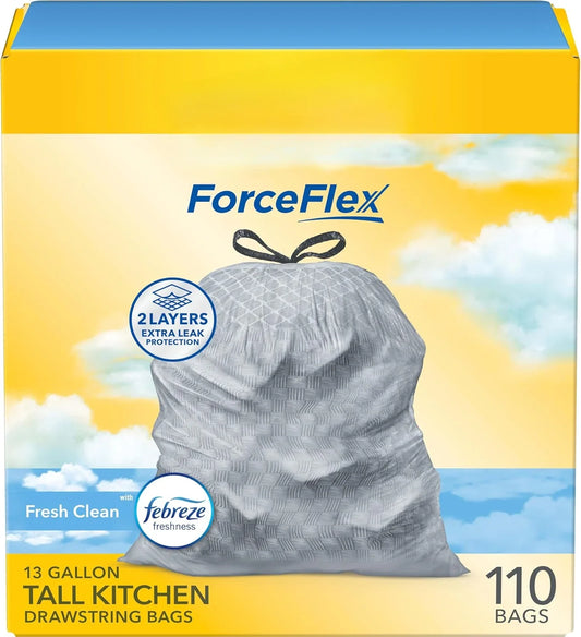 High kitchen drawstring trash bags - Stink Shield 13 gallon white trash bags