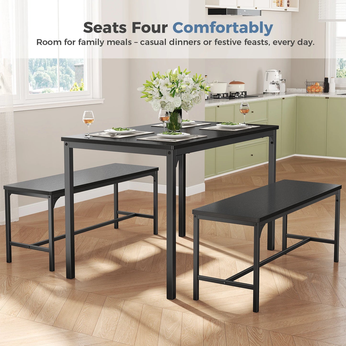 3-Piece Dining Table Set for 4