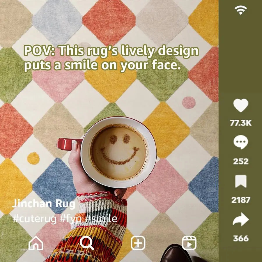 5x7 Kids Washable Indoor Modern Colorful Diamond Carpet