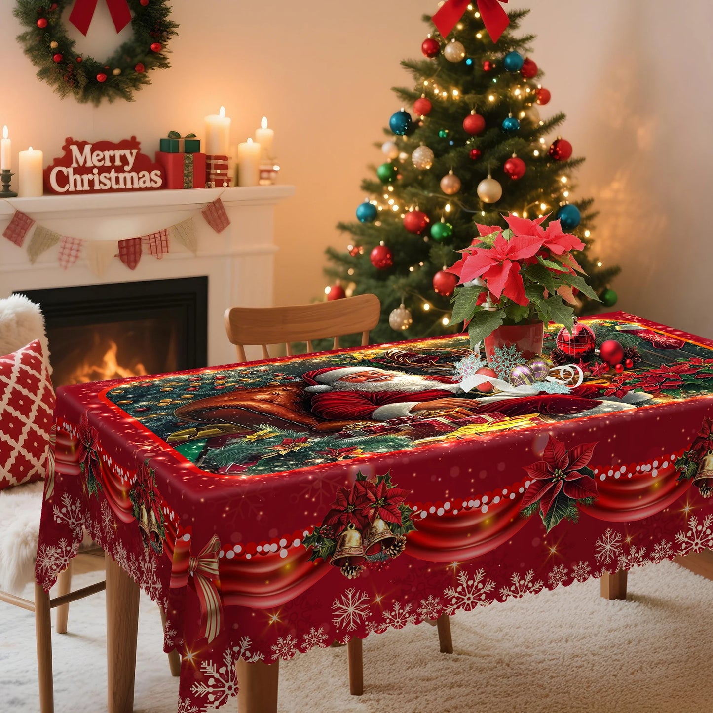 Vintage Christmas Theme Printed Tablecloth