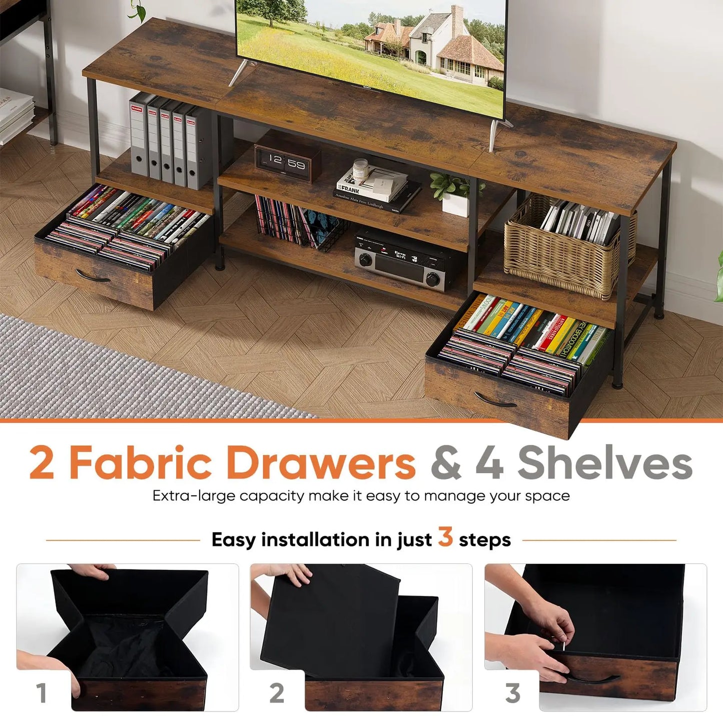63-Inch Wooden TV Stand for TVs Up to 75 Inches
