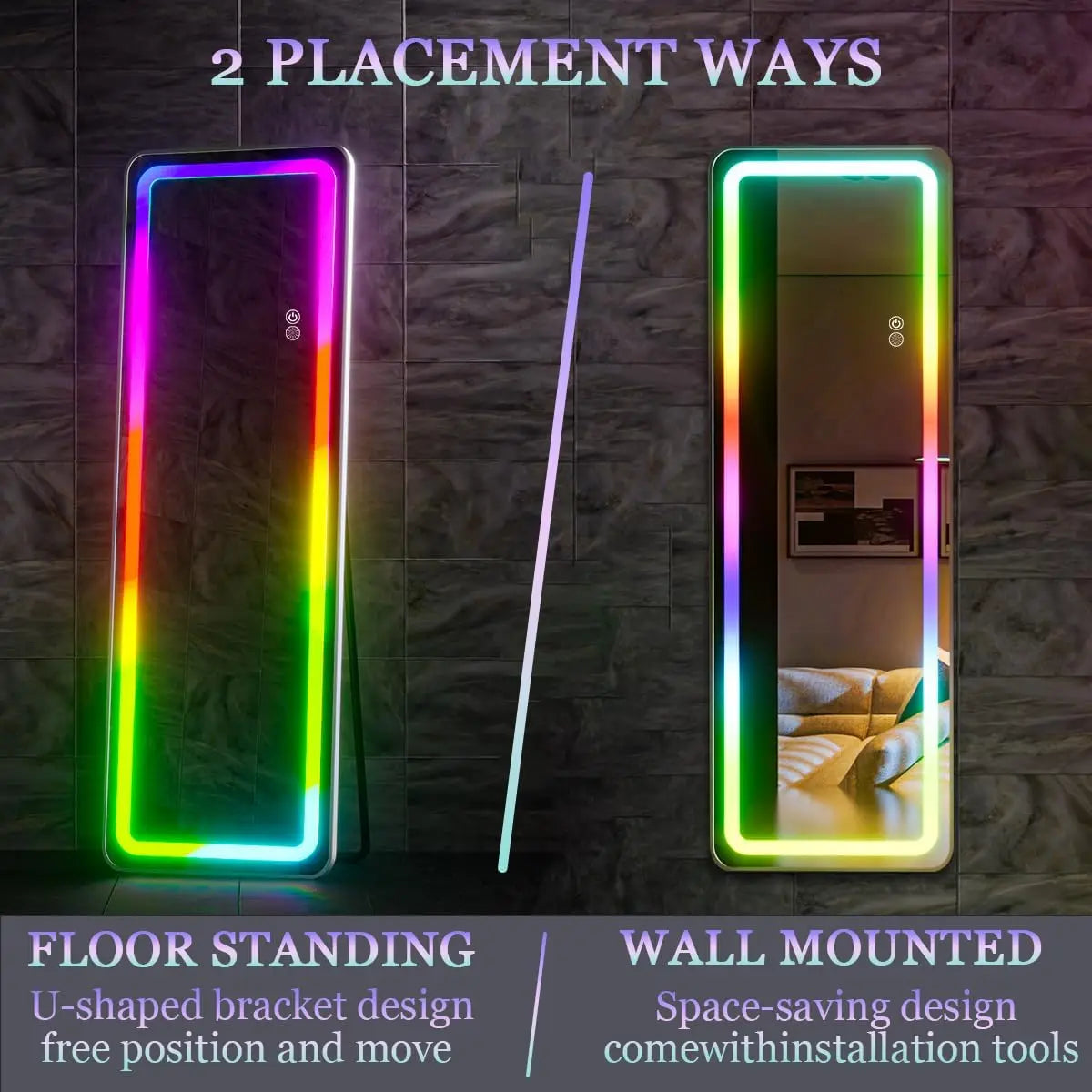 RGB Full Length Mirror With LED Lights